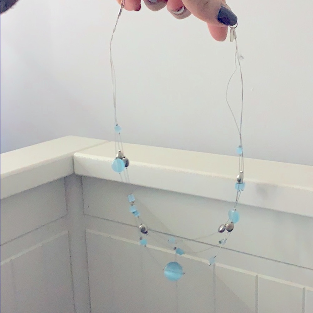 Blue stone layered necklace